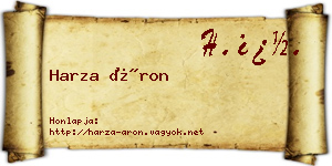 Harza Áron névjegykártya